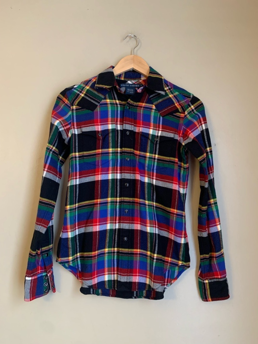 Ralph Lauren Snap Button Up Shirt 2 Long Sleeve Western Plaid Rodeo Equestrian